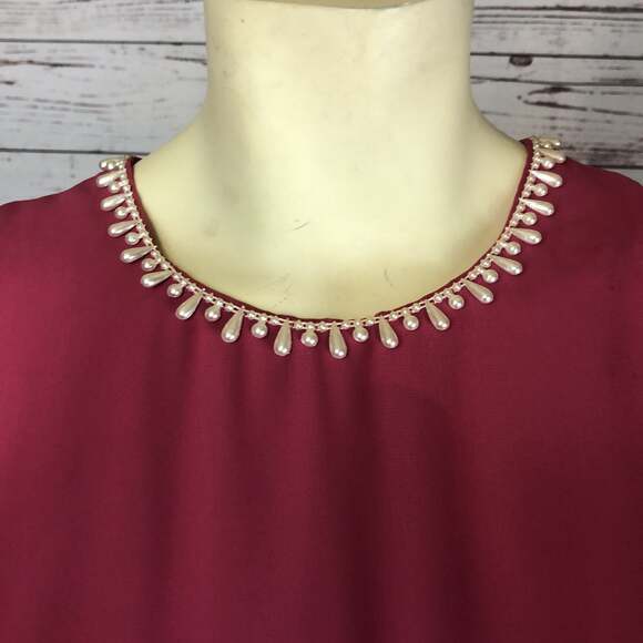 American Vintage USA 50's pink long dress pears around neckline size medium - Picture 11 of 12